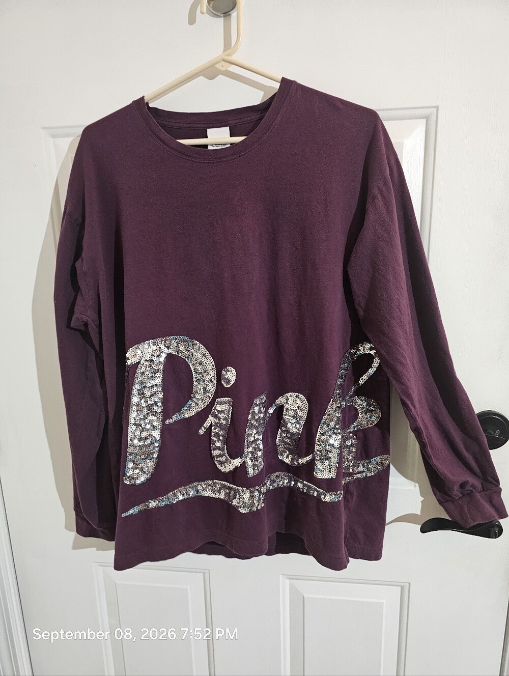 VS Pink Long-Sleeve Purple Sequin